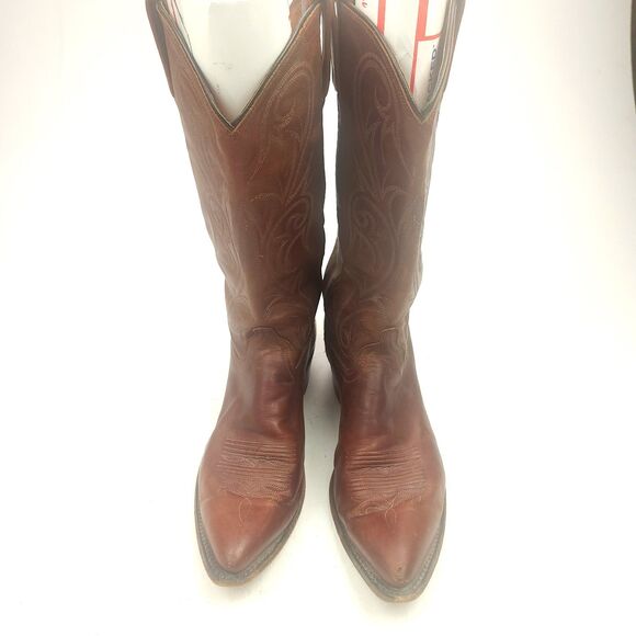 Vintage Men\'s Dan Post Brown Leather Cowboy Boots size 10 M USA main image 5